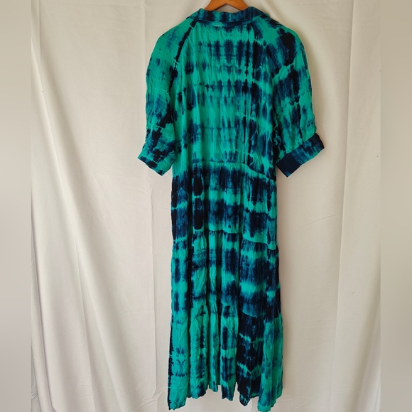 Natural Life Rebecca Midi Dress Turquoise Navy Tie Dye Size XL Women's - Picture 8 of 12